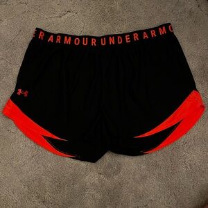 UA Play Up 3.0 Shorts- Neon Orange/Black
